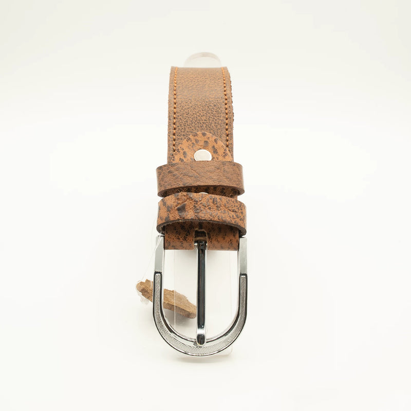 Dual-Tone Brown Leather Belt Single Stitched