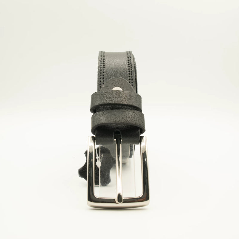 Genuine Black leather belt Double Stiched (1.25