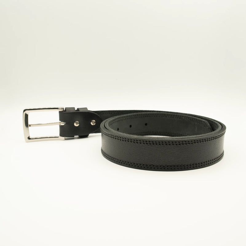 Genuine Black leather belt Double Stiched (1.25