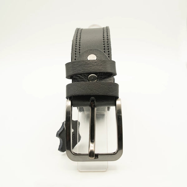 Genuine Black leather belt Double Stiched (1.5