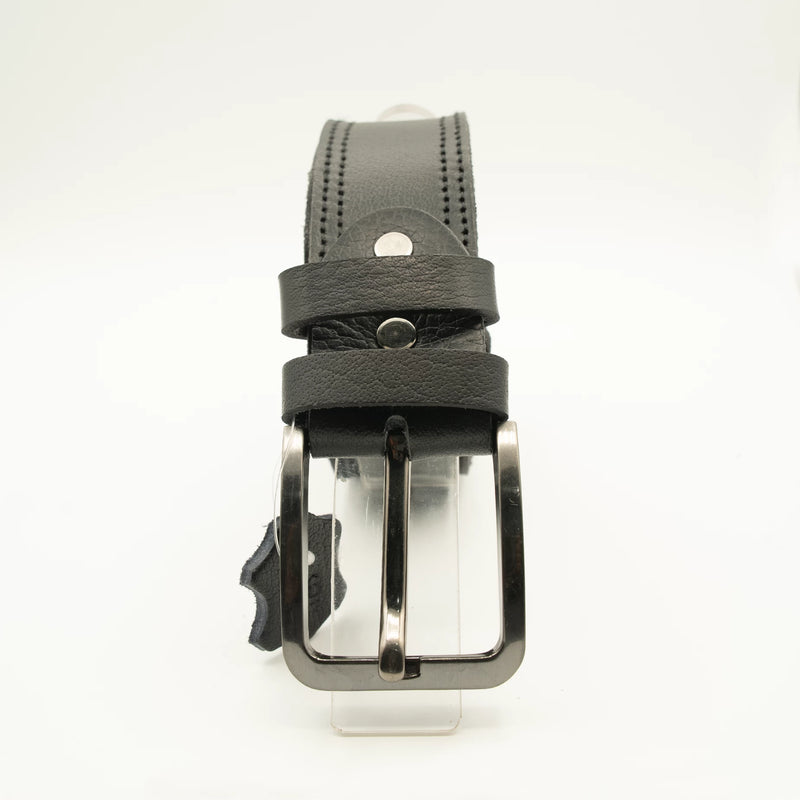Genuine Black leather belt Double Stiched (1.5
