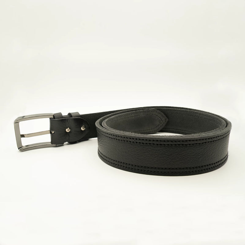 Genuine Black leather belt Double Stiched (1.5