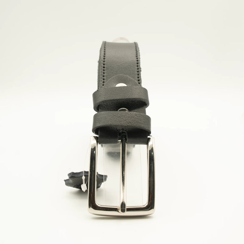 Genuine Black leather belt Single Stiched (1.25