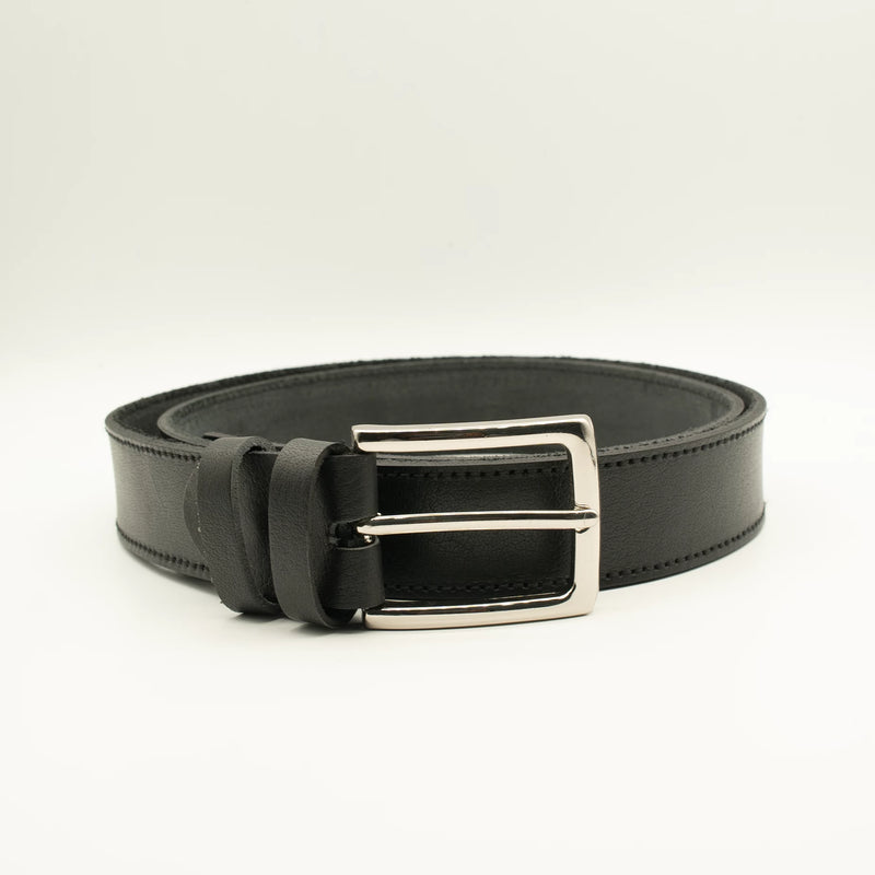 Genuine Black leather belt Single Stiched (1.25