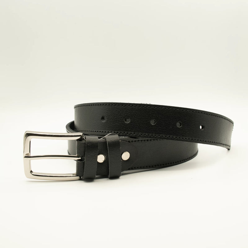 Genuine Black leather belt Single Stiched (1.25
