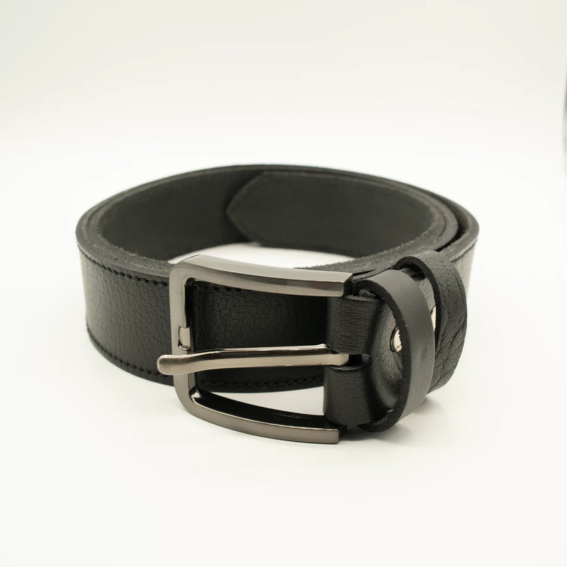 Genuine Black leather belt Single Stiched (1.5