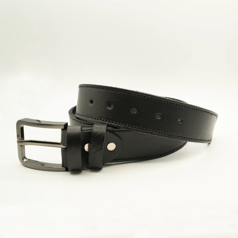 Genuine Black leather belt Single Stiched (1.5