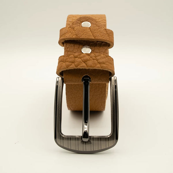 Men’s Camel Brown Textured Belt Full Grain Cow Hide Leather