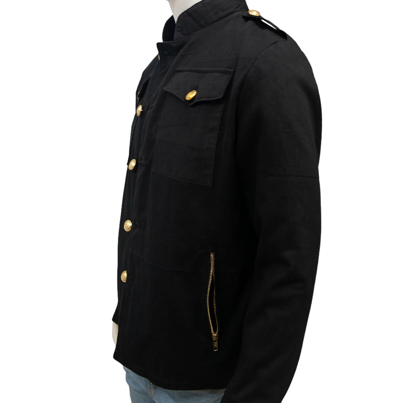 Military-Inspired Black Men’s Cotton Jacket