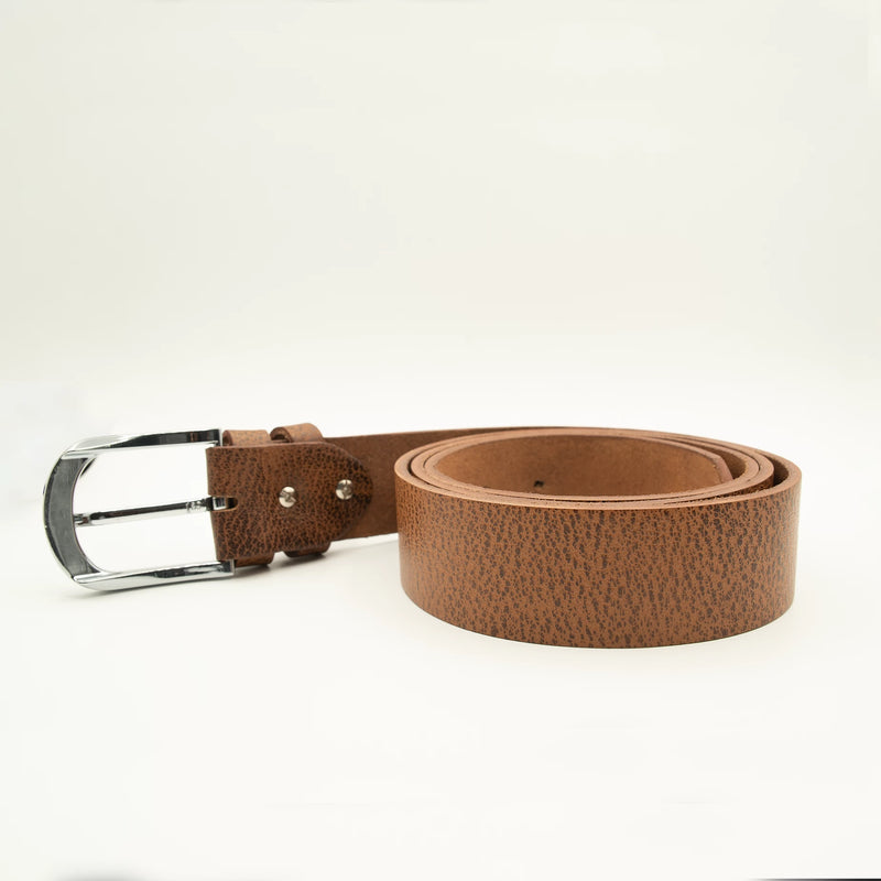 Textured Brown Leather Belt