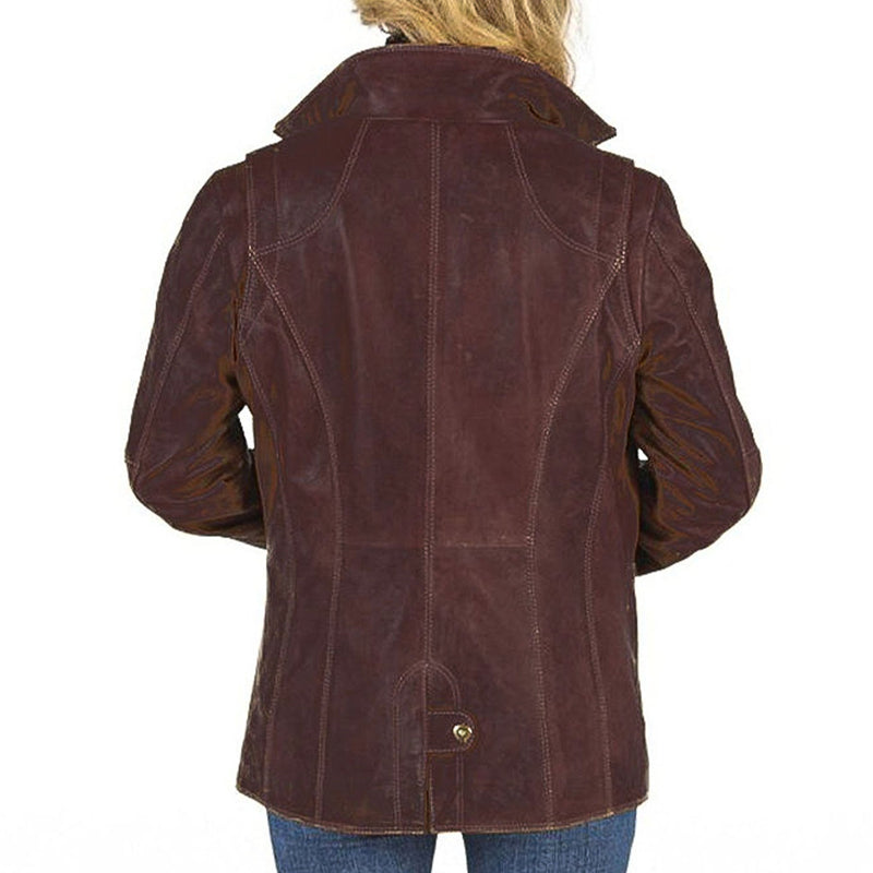 Women’s Burgundy Lambskin Leather Field Jacket